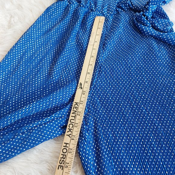 Zara Women's Blue White Dots Short Sleeves Bow Belted Jumpsuit Size: M - Picture 5 of 10